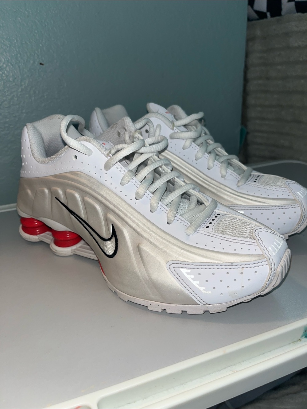 Nike White and Red shox kids
